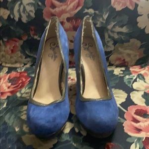 Seychelles Blue Suede Platform Block Heel
